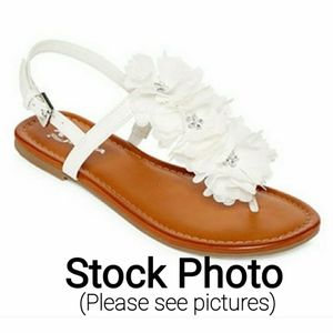 White Flat Flower Top Sandals